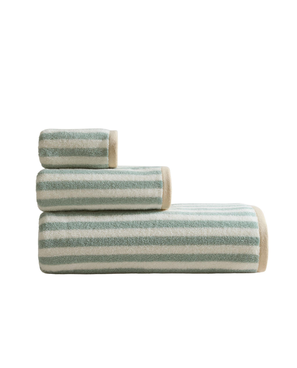 Zara Home Полотенце для лица и рук из хлопка, зелёный, в полоску · 1520/013