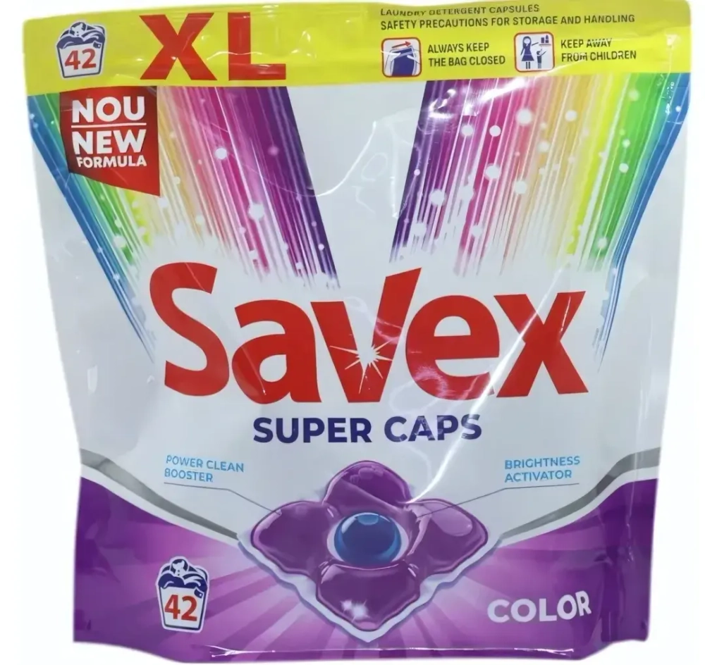 Капсулы для стирки SAVEX Color для цветного белья в капсулах 42шт.