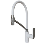 Смеситель для кухни 35k MIXLINE ML33-108 "City White" гибкий излив боковая ручка БЕЛЫЙ/ХРОМ