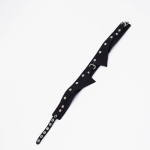 Черный однослойный кожаный ошейник с имитацией воротничка