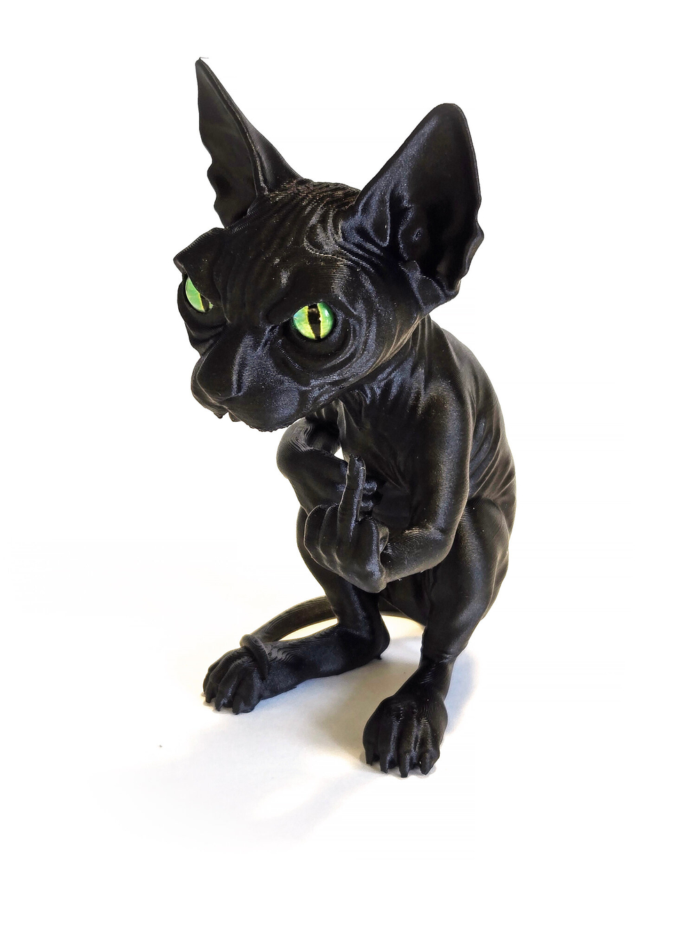 Фигурка кота, недовольный Сфинкс, 3Д печать, высота 13,5 см., черный