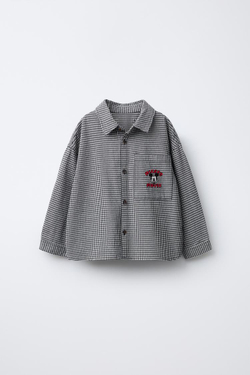ZARA РУБАШКА В КЛЕТКУ С МИККИ МАУСОМ © DISNEY, МОРСКОЙ СИНИЙ