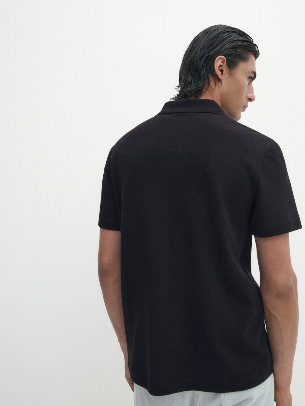 Massimo Dutti Поло из рельефного хлопка с карманом, темно-синий