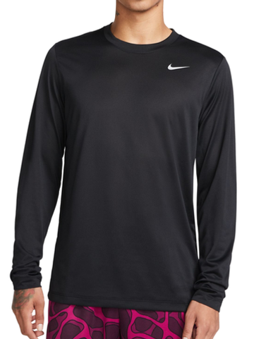 Мужская теннисная футболка с длинным рукавом Nike Dri-Fit Legend Long Sleeve Fitness Top - black/matte silver