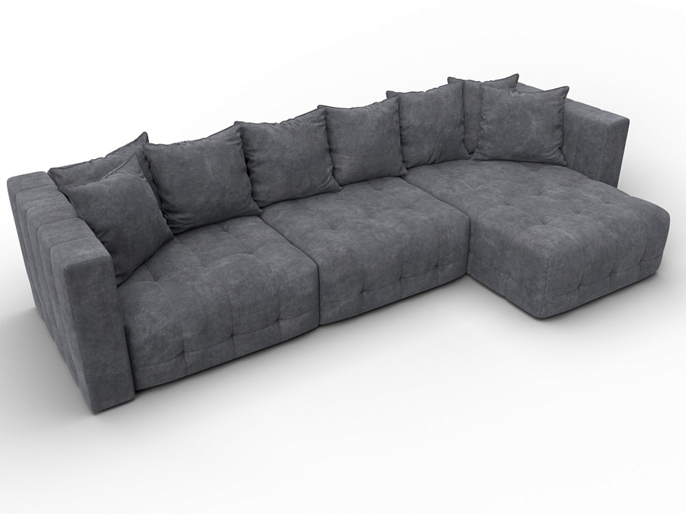 Диван угловой Лига-052 НПБ Лонг угол универсальный, BRUT 16 ВЕЛЮР темно-серый