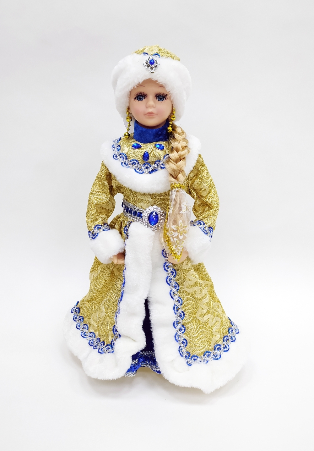 Снегурочка в синей с золотом шубе и шапке 40см Triumph Nord