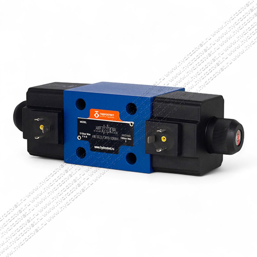 4WE10G31/CW110-50N9K4 - Гидрораспределитель золотниковый Ду 10 с электроуправлением W110, схема G (64), возврат - пружинный