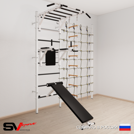 Шведская стенка Sv Sport усиленная 6520 (Турник рукоход/Брусья/Скамья/Лестница/Канатный лаз)