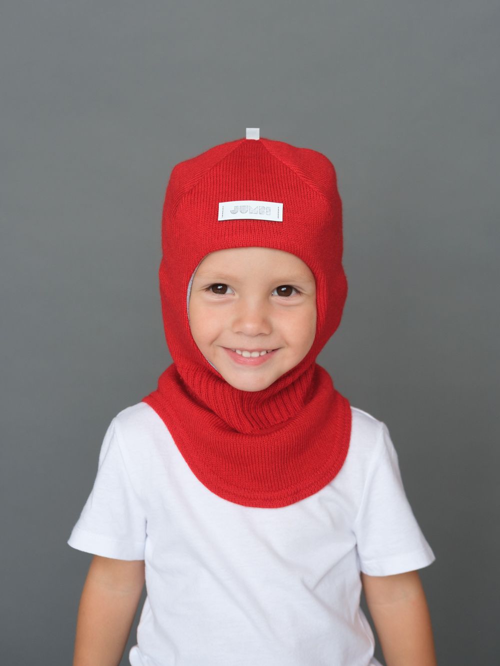 Шлем весенний/осенний вязаный (Красный) ЧИП