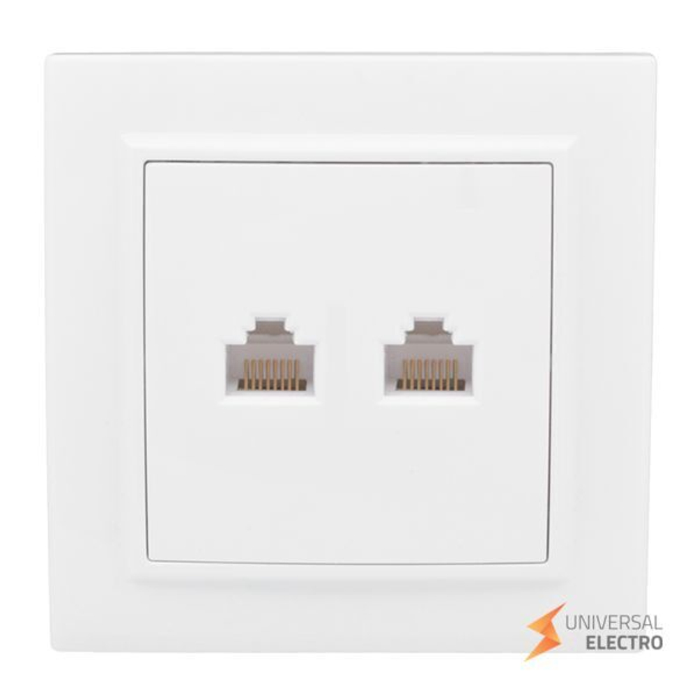 Розетка RJ-45 2-местная СП Минск белая EKF