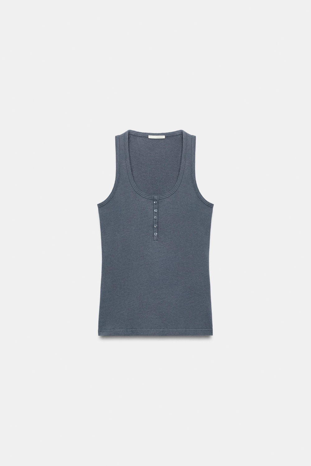 ZARA ТОП С ЛЬНЯНЫМИ ПУГОВИЦАМИ, ПУДРОВО-СИНИЙ