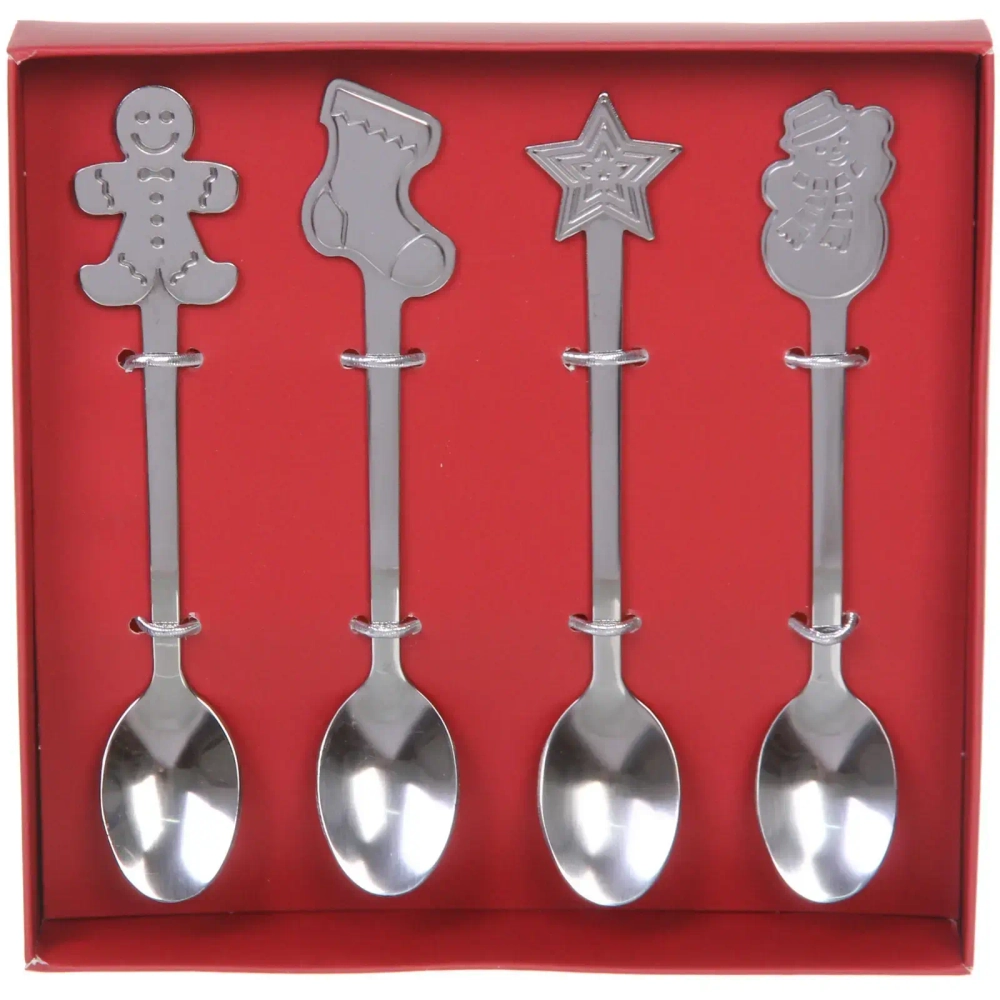 Набор чайных ложек 4шт «Новогодние символы» в подарочной коробке, серебро