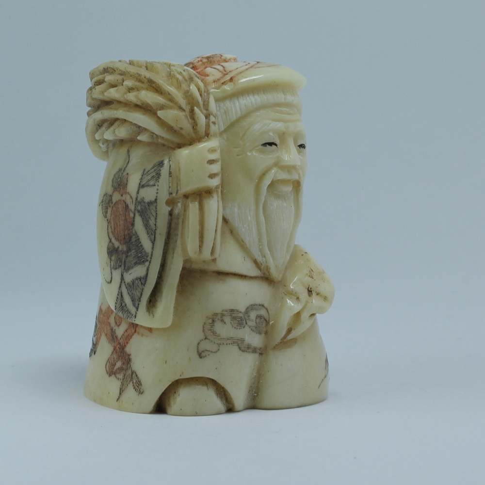 Нэцкэ Фукурокудзю с колосьями и мешком риса