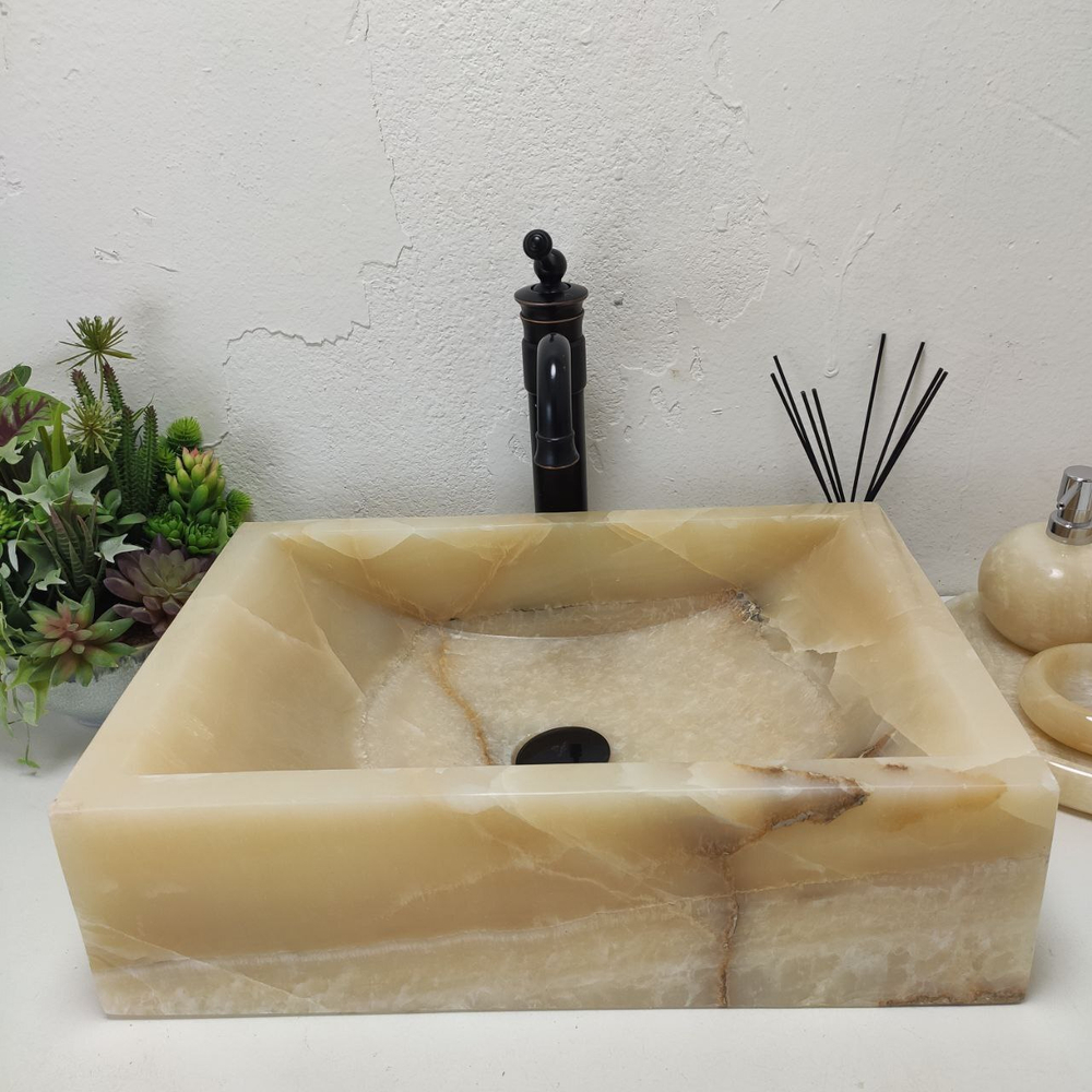 Раковина из оникса Prau Yellow Kecil OP-61568 50*35*15