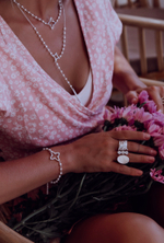 Колье-галстук «Клевер» с бусинами из жемчуга