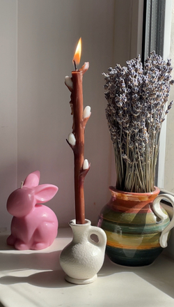 Свеча верба в подсвечнике кувшинчик, 1 шт.