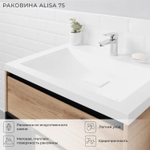 Комплект тумба Amelia 75 (743х474х530) с раковиной Alisa 75