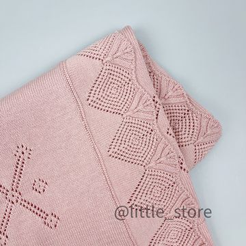 Плед вязаный "Tenderness" Пудра, 85х90