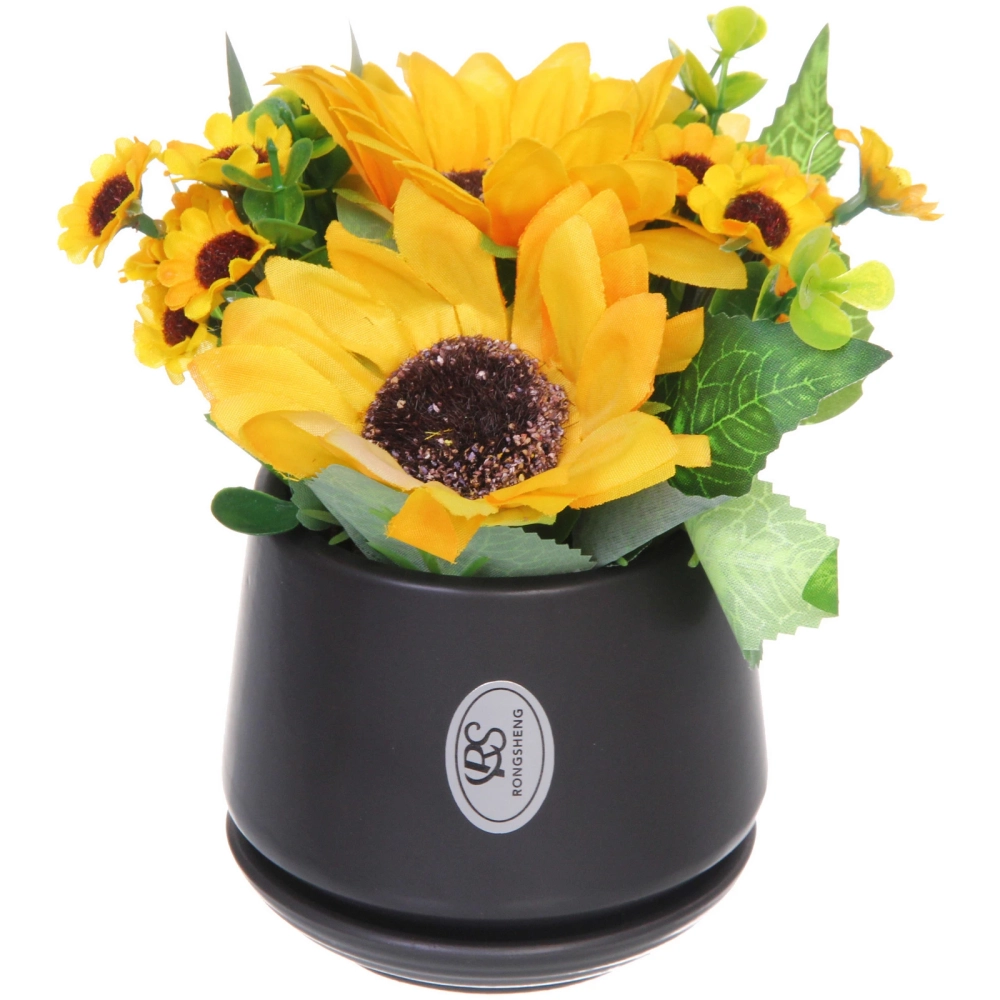 Цветочная композиция «Подсолнухи» 20*22см в керамическом горшке HL-11
