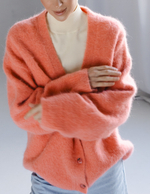 Кардиган альпака коралловый