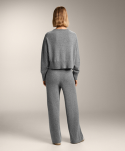 OYSHO Брюки прямого кроя из 100% кашемира, серый меланж