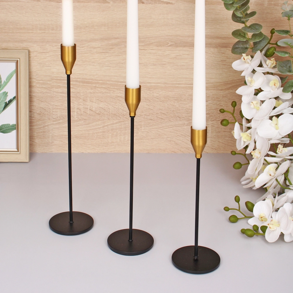 Подсвечники «GRACE» 22 /27/32 см (набор 3 шт), Черный