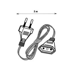 UCX-Y25-100W-500 CLEAR Удлинитель для подключения гирлянд. 5м. 100 Вт. Тип Y25. Прозрачный. ТМ Uniel