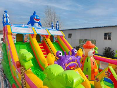 Коммерческий надувной батут с горкой «В гостях у моря»  10*6*6,1 м.