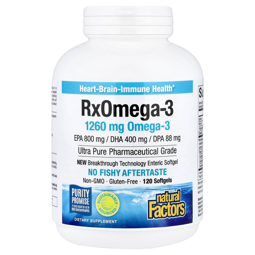 Natural Factors, Rx Omega-3, омега-3, 1260 мг, 120 капсул (630 мг в 1 капсуле)