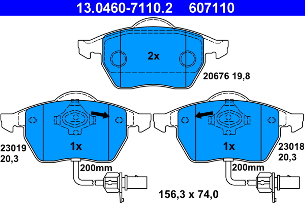 ATE - 13046071102-ATE - Brake Pad Set, disc brake