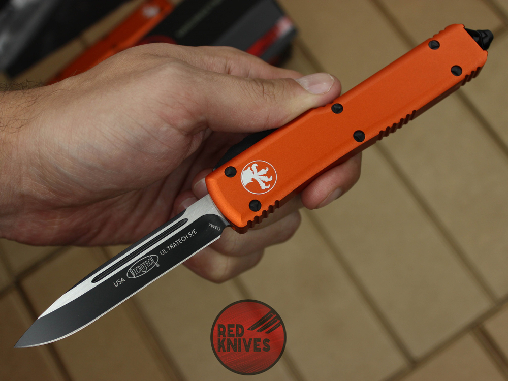 Нож Microtech Ultratech S/E - оранжевая рукоять, стандартный черный клинок RK-364