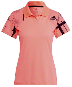 Женское поло Adidas W Club Graphic Polo - acid red/black