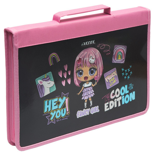 Папка для труда А4 молния вокруг/ручка пластик "Fancy Girl"