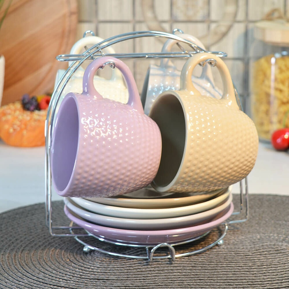 Чайный набор 8 предметов 250мл на подставке "Аура-Точки", Jewel