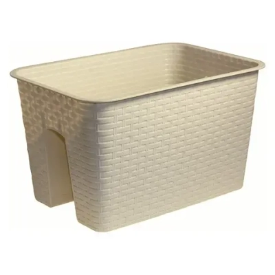 Кашпо на перила РОТАНГ 12л белый ротанг (комплект 9 шт)