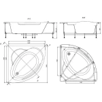 ВАННА АКРИЛОВАЯ ROCA BALI 150x150  в комплекте сифон, каркас, панель