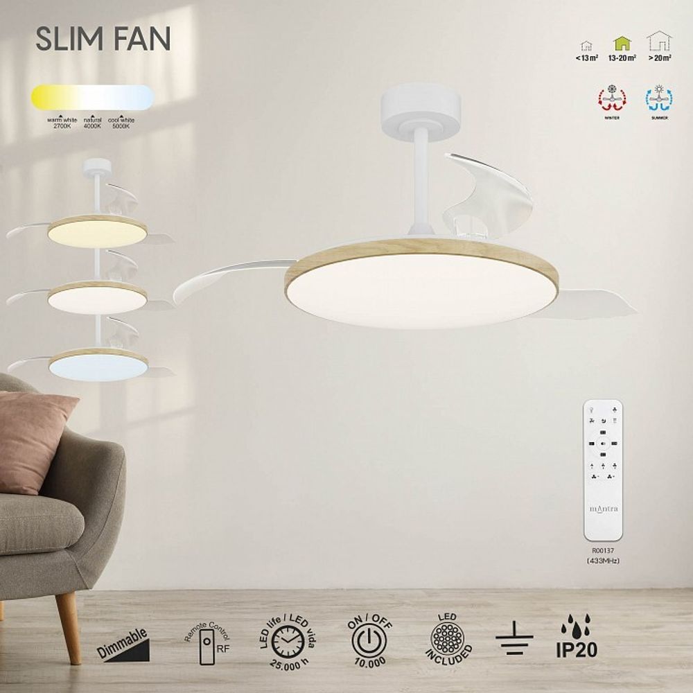 Светильник с вентилятором Mantra SLIM FAN 9007