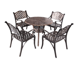 Обеденная группа из литого алюминия c круглым столом ЛИОН арт.109 bronze/ С-05bronze-4