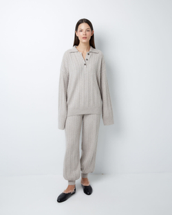 Брюки из смесового кашемира серо-бежевый