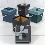 Коробка Ювелирная 11.5х11.5х12.5 см Набор 4 шт с бантом и ручками (Микс)