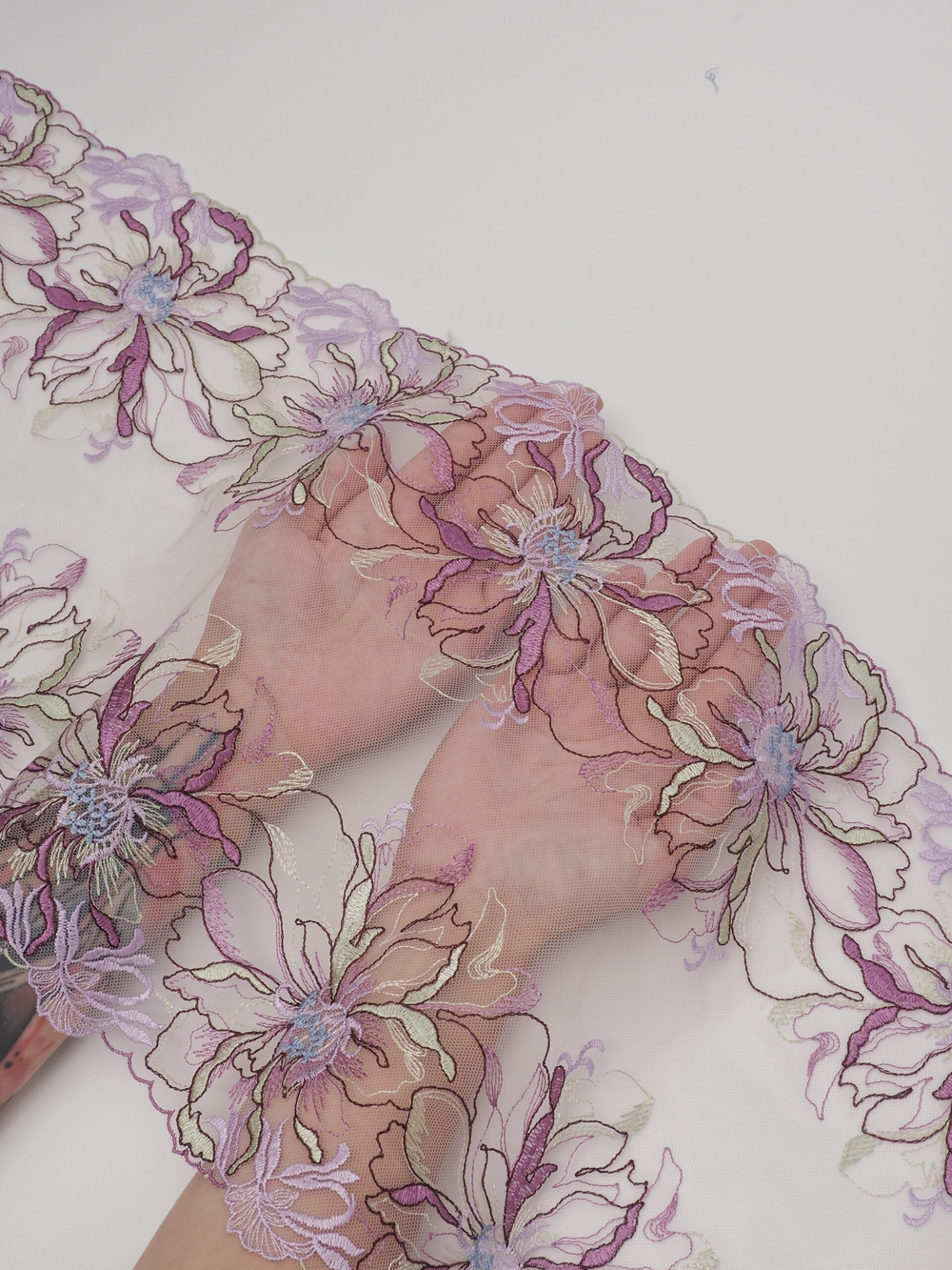 Вышивка на сетке мультиколор неэластичная ширина 27 см