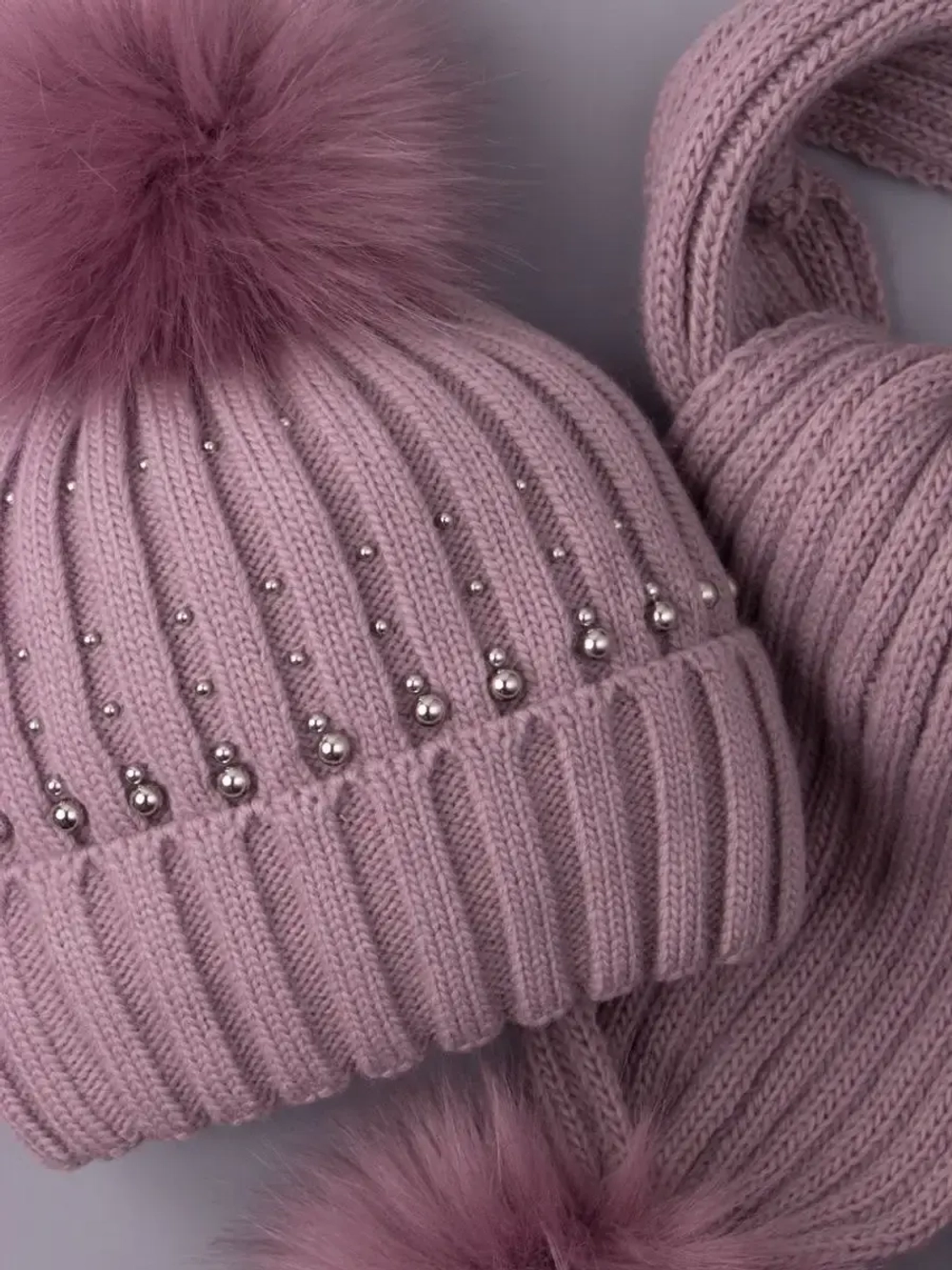 Шапка для девочки зимняя вязаная и шарф