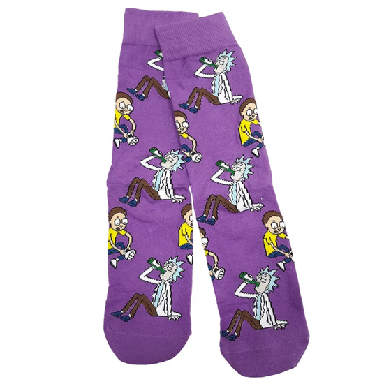 Носки Рик и Морти "Пьющий Рик и гуляющий Морти", р-р 36-42 (сиреневый)