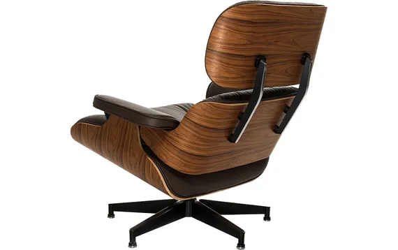 Кресло с оттоманкой Eames Lounge Premium, коричневая кожа