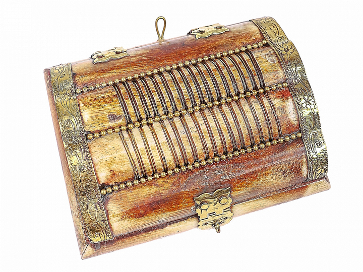Шкатулка с инкрустацией кость латунь 11x8,5x5 см 461755