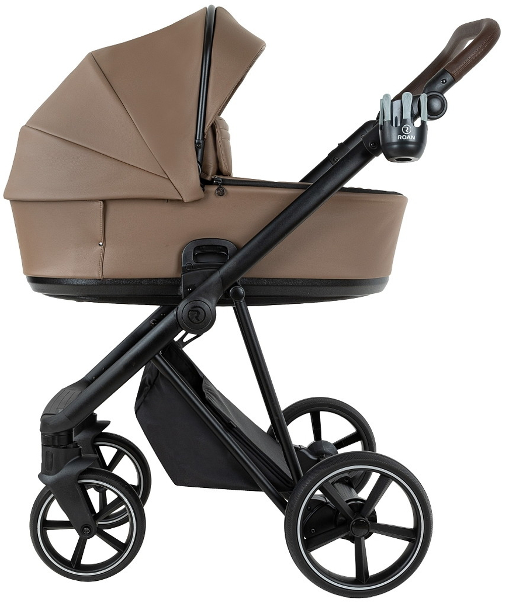 Детская коляска Roan Sol Vintage Leather 2.0 3 в 1 с автокреслом Pituso Baesa Pro Black SL/11/L Camel/Black/руч.Тем.коричневый