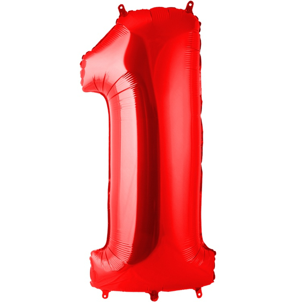 Шар фольгированный Цифра 1 101 см (Красный)