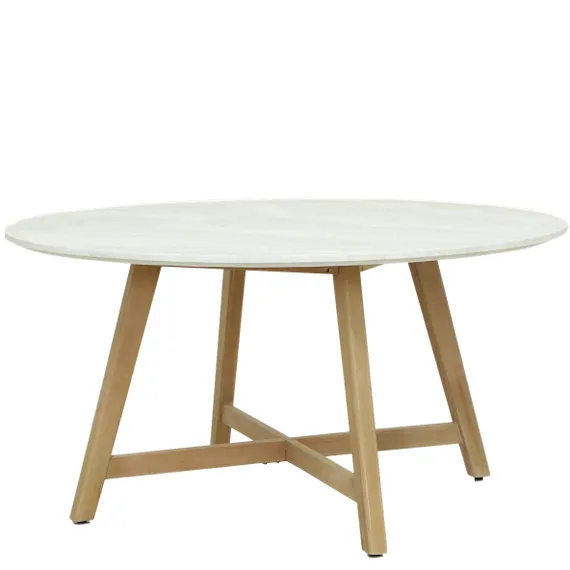 Стол Mali Ø150 см из массива эвкалипта и травертина