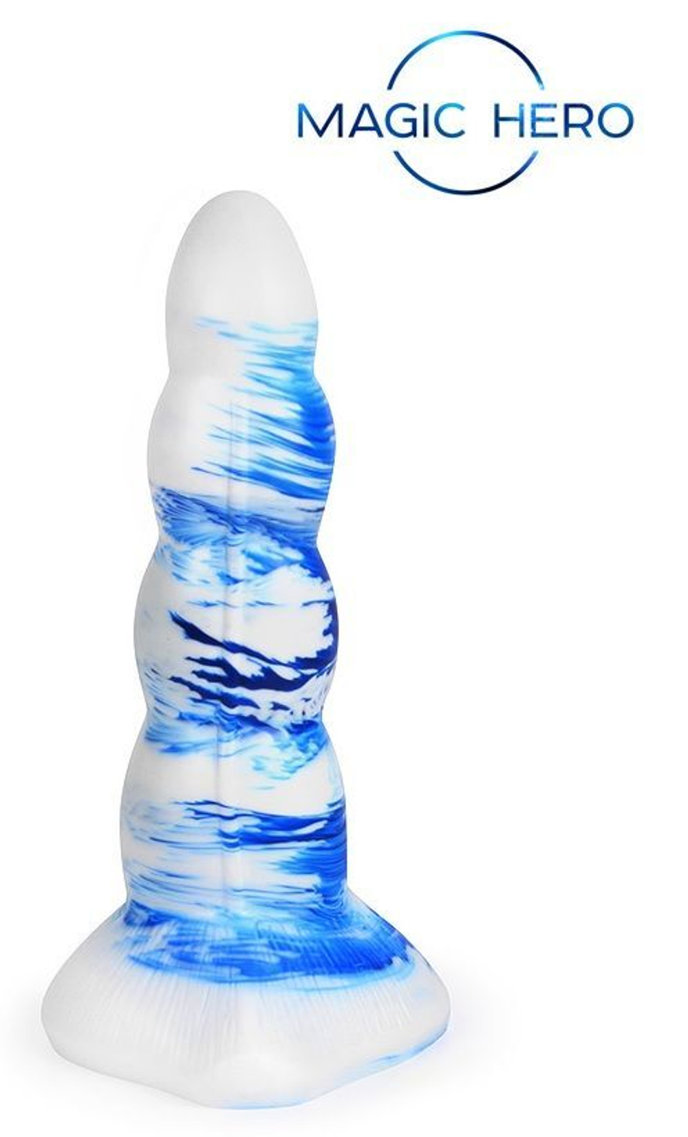 Фантазийный фигурный фаллоимитатор - 20 см. (Цвет: белый с голубым)