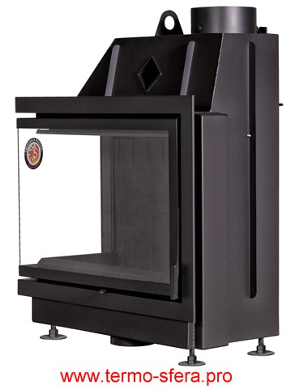 Каминная топка Экокамин Альфа 700 LB два стекла левая черный шамот